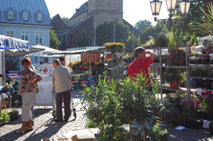 Der Rheinberger Markt auf dem Marktplatz vorm Alten Rathaus