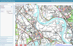 Ein Screenshot des Geopartals für Rheinberg