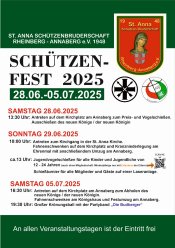 Bild zeigt das Plakat der St. Anna Bruderschaft zum Schützenfest 2025