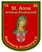 Bild zeigt das Wappen der Sankt Anna Schützenbruderschaft Heilige Mutter Anna auf rotem Hintergrund