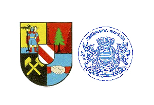 Die Stadtwappen der beiden Städtepartnerschaften.