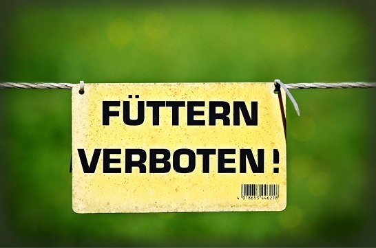 Ein Schild wo draufsteht Füttern verboten