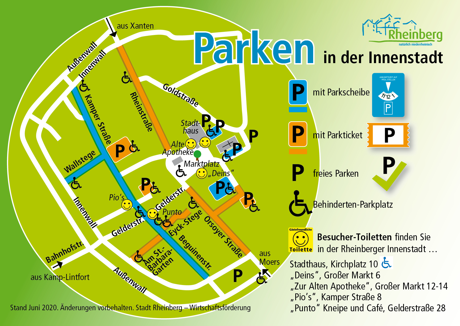 Eine Landkarte mit Parkmöglichkeiten in der Innenstadt
