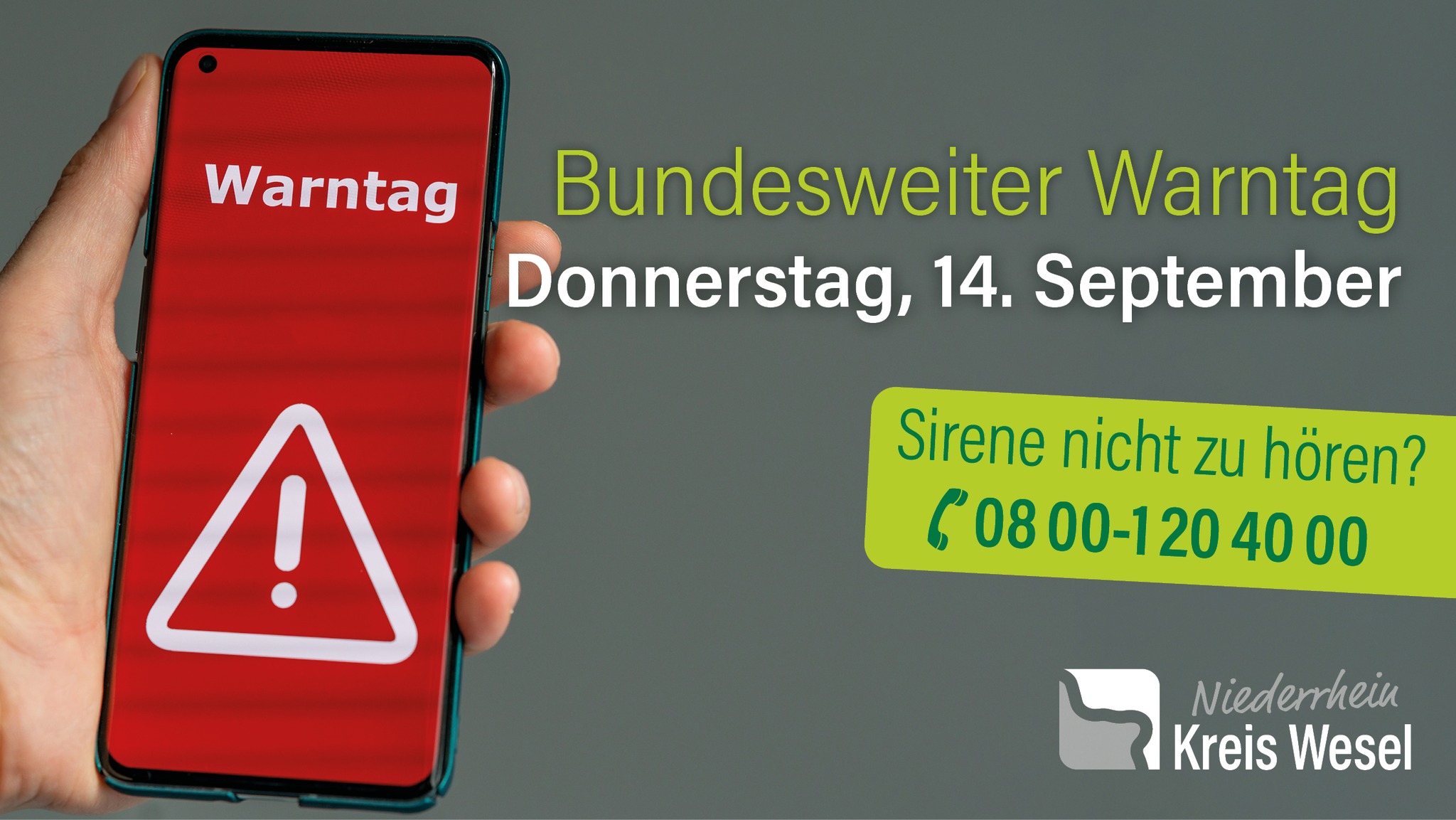 Bundesweiter Warntag Donnerstag den 14.September Sierene nicht zu Hören? 08 00 - 120 40 00